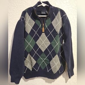 Izod Kid's Zip Up Sweater - Navy, Green, Gray Size 8 Regular
